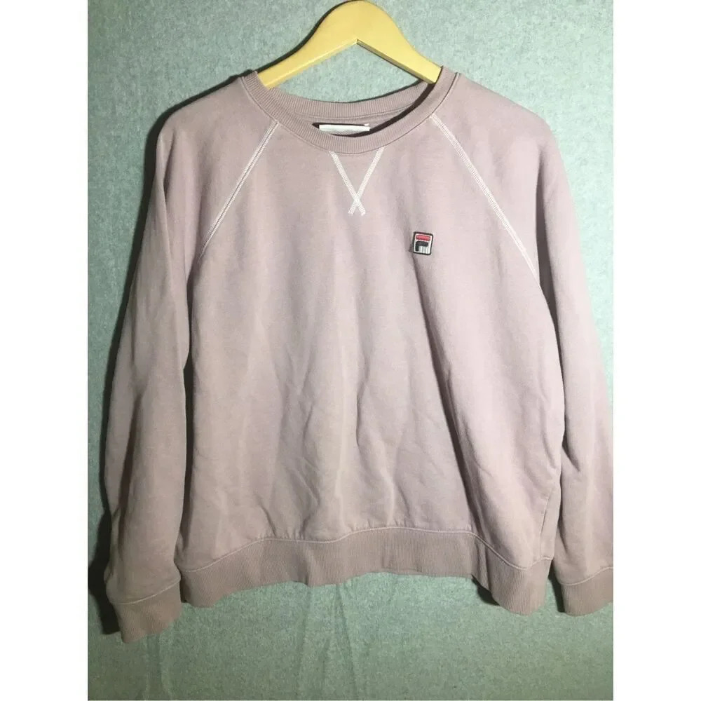 Womens Fila Sweatshirt Crewneck Dusty Purple Logo Casual Athleisure Lounge Wear